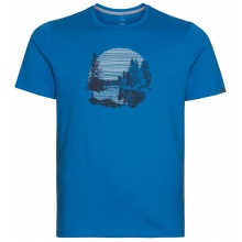 Odlo Wander-/Freizeit Tshirt Crew Neck Nikko mit Waldprint (50% Baumwolle, 50% Polyester) indigoblau Herren